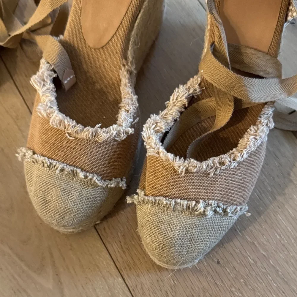 Tan Espadrille Wedge Sandals